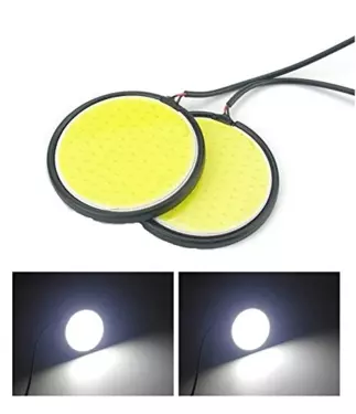 3.5-Inch White COB LED DRL with Side Turn Signal Light (White-Ice Blue) (Set of 2)
