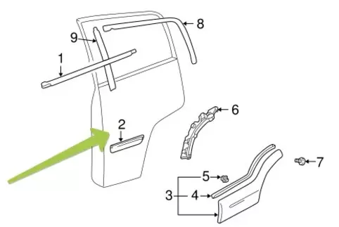 MOLDING, RR DR SIDE RH (WHITE)