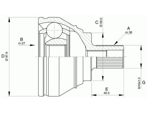 wheel shaft outer with jointand attachment parts