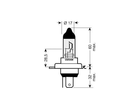 H4 Halogen Bulb 12V 60 / 55W (Single Bulb)