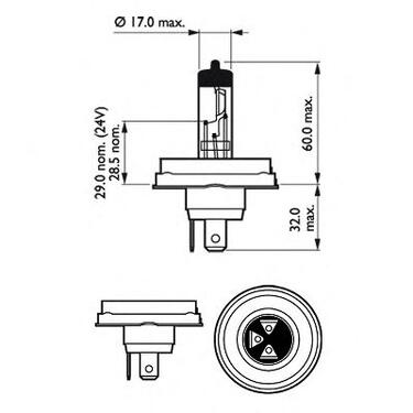 H4 Halogen Bulb 24V 100/90W (Single Bulb)