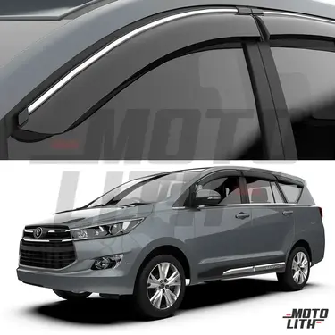 Door Visor with Chrome Strip (Premium) (Set of 6)