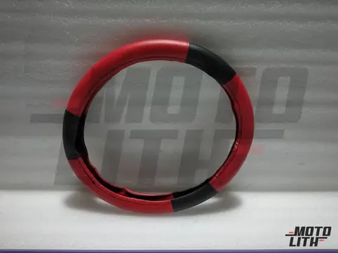 Steering Wheel Cover - PU Leather Red - Large