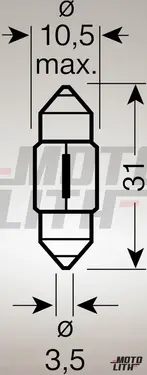 Festoon Bulb 12V 10W (Single Bulb)