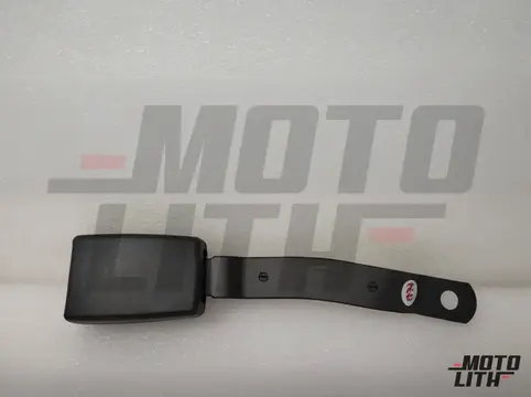 Belt latch for seat, satin black/fire red