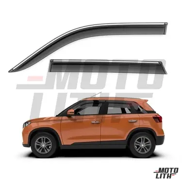 Door Visor with Chrome Strip (Premium) (Set of 4)