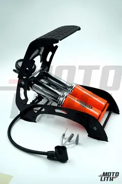 Double Cylinder Portable Foot Pump Air Tyre Inflator with Pressure Gauge for Car