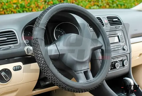 15 Inch - Universal Steering Wheel Cover (Black)