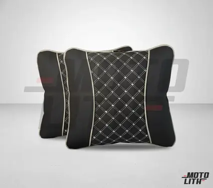 Car Pillow Back Rest Cushion Leather - Coffee (Set of 2)