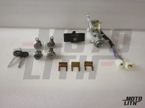 Lock Kit (Ignition Switch cum Steering Lock 1pc, Door Locks 2pcs, Fuel Tank Lock 1pc, Glove Box Lock 1pc, Tailgate Lock 1pc) with 2 Keys