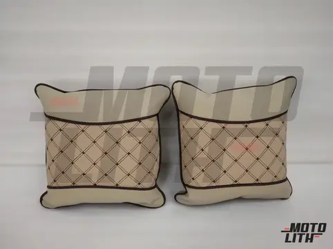 Car Pillow Back Rest Cushion Leather - Beige (Set of 2)
