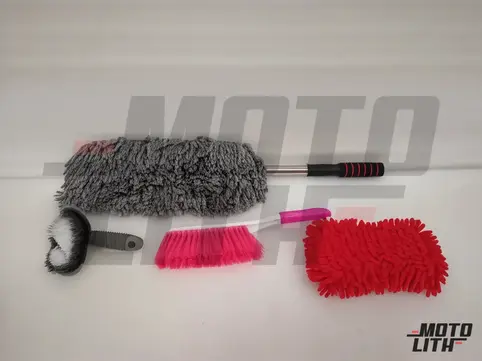 Car Cleaning Kit (Microfiber Duster, Carpet Brush, Washing Scrub Sponge, Glass Wiper, Microfiber Gloves)