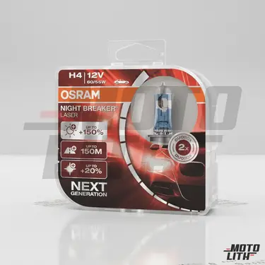 H4 Night Breaker Laser Bulb 12V 60/55W (Set of 2)