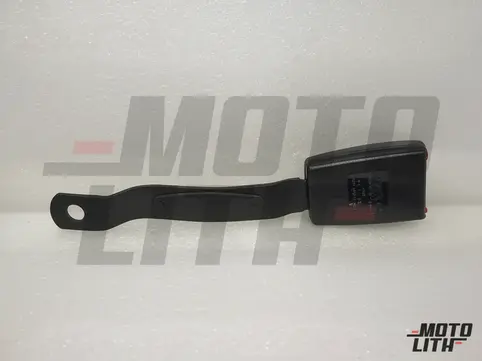 Belt latch for seat, satin black/fire red