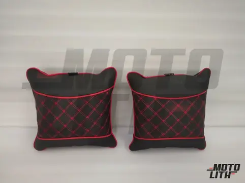 Car Pillow Back Rest Cushion Leather - Black (Set of 2)